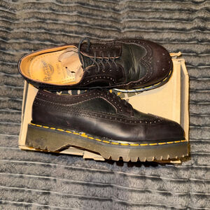 Men's Dr. Martens Vintage 1990s MIE Black & Oxblood Oxfords Steel Toe Size 9 UK7